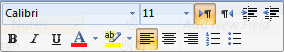 Mini toolbar