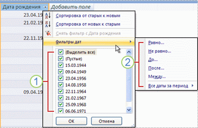 Общие фильтры даты