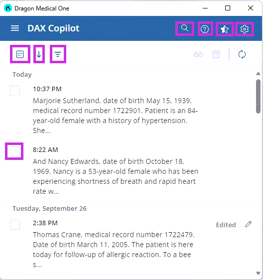 Summary page outlined with options