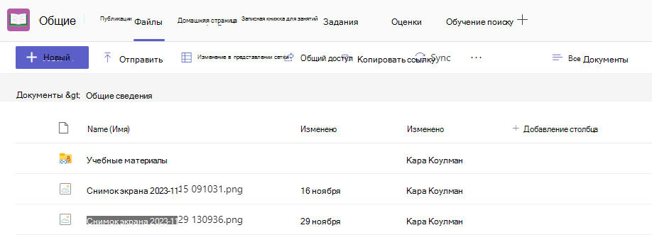 Снимок экрана: файлы.