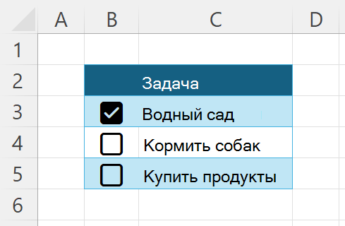 Краткий список дел с флажками рядом с ними