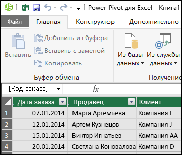 Режим сводной таблицы Power Pivot