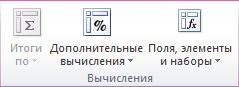 ''Работа со сводными таблицами'': группа ''Вычисления'' на вкладке ''Параметры''