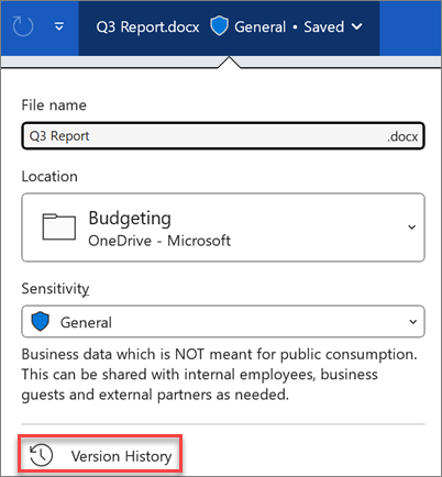 Журнал версий в Microsoft 365