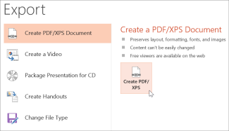 Сохранение презентации в виде PDF