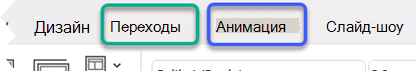 Частичное изображение ленты PowerPoint с акцентом на вкладках 