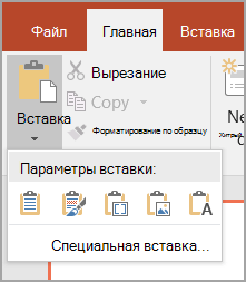 Выберите Специальная вставка