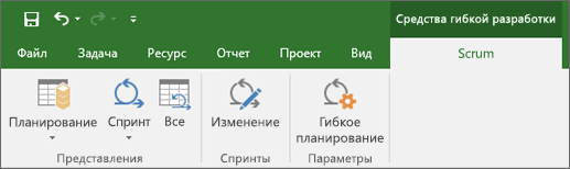 Снимок экрана: лента Project с вкладкой 