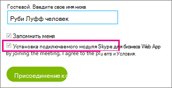 Убедитесь, что установлен подключаемый модуль Skype для бизнес-приложения.
