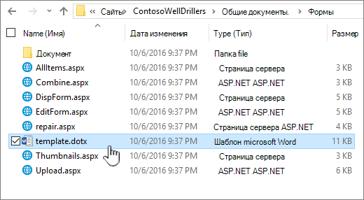 Папка формы для хранения шаблонов