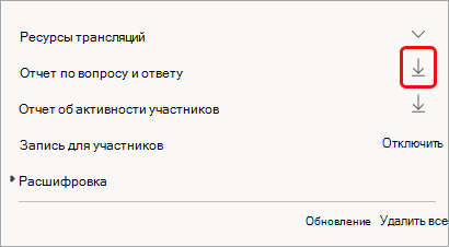 Отчет доступен после события