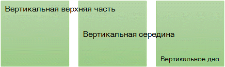 Три варианта вертикального выравнивания текста: верхний, средний и нижний