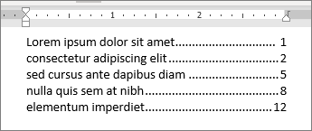 Пример точечного лидера в Word