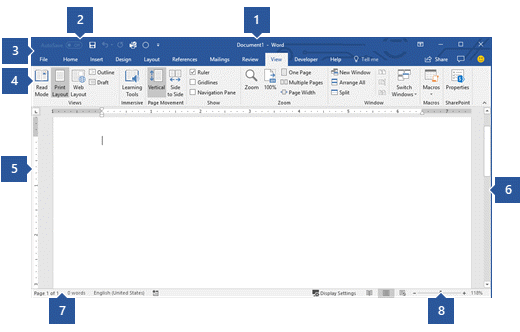 Word пользовательского интерфейса