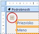 Volič rozloženia vo formulári v návrhovom zobrazení