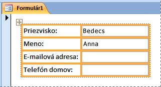 Polia v skladanom rozložení vo formulári