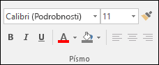 Príkazy v skupine Písmo v Accesse
