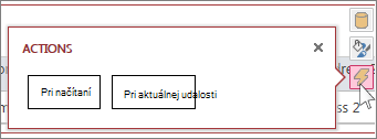 Dialógové okno Akcie webového údajového zobrazenia