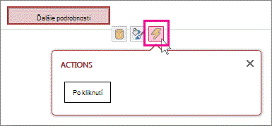 Tlačidlo Akcie pre tlačidlo príkazu v zobrazení.