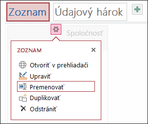 Settings menu with Open in browser, Edit, Rename, Duplicate, and Delete