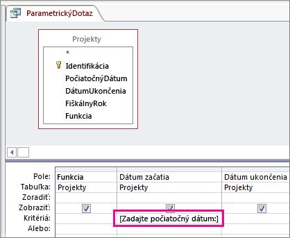 Jednoduchý parametrický dotaz.