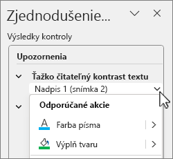 Dialógové okno odporúčanej akcie