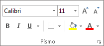 Možnosti v skupine Písmo