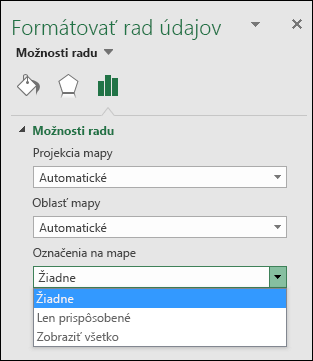 Možnosti označení kartogramu v Exceli