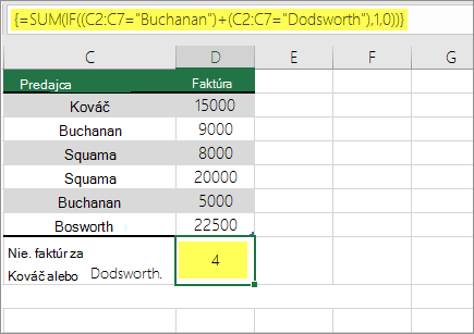 Príklad 1: Funkcie SUM a IF vnorené vo vzorci