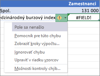 Ignorovanie chyby #FIELD!