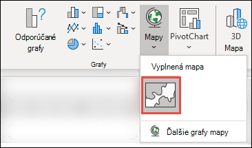 Ak chcete vložiť kartogram, vyberte ľubovoľnú bunku v rozsahu údajov a potom prejdite na položku Vložiť > mapy > grafov > a vyberte ikonu Filled Map.