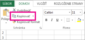Na karte Domov kliknite na položku Kopírovať