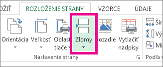 Na karte Rozloženie strany kliknite na položku Zlomy