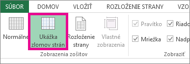 Na karte Zobraziť kliknite na položku Ukážka zlomov strán