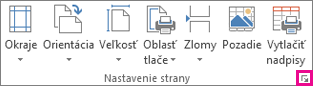 Spúšťač dialógového okna v skupine Nastavenie strany