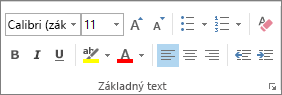 Možnosti v skupine Základný text