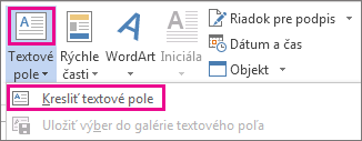 Ponuka Textové pole v skupine Text