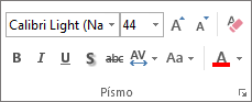 Možnosti v skupine Písmo