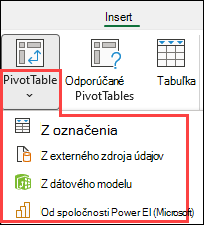 Výber zdroja kontingenčnej tabuľky