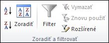 Skupina Zoradiť a filtrovať na karte Údaje