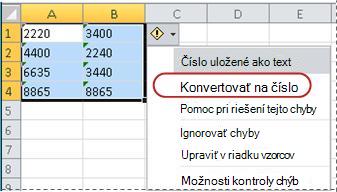 Príkaz Konvertovať na číslo