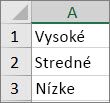 Vytvorenie zoznamu od najväčšieho po najmenšie v rozsahu buniek