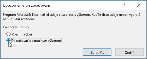 Kliknite na možnosť Pokračovať s aktuálnym výberom