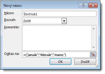 Dialógové okno Nový názov