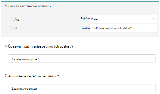 Príklad otázky vetvenia