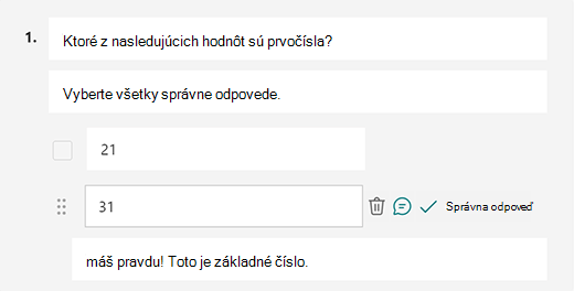 Prispôsobená správna správa s odpoveďou v Microsoft Forms