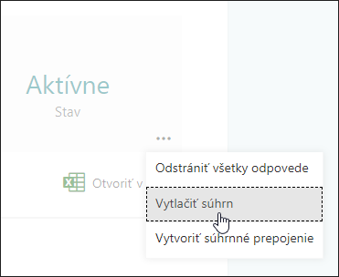 Možnosť Tlačiť súhrn v Microsoft Forms