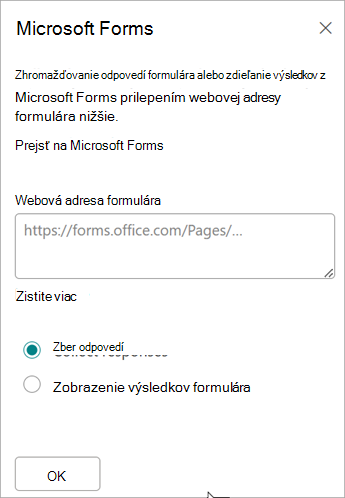 Prilepte URL adresu formulára do poľa webovej adresy formulára.