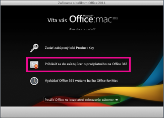 Office for Mac home installation page where you sign in to an existing Office 365 subscription.