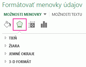 Karta Efekty na table Formátovať označenia údajov